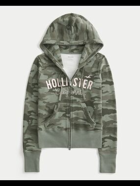 Hollister Camo Zip Hoodie in Green LIKE NEW SIZE XL